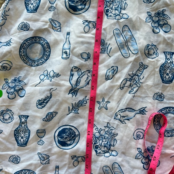 Women's White A-Line Skirt with Blue Lobster Feast Print M - Picture 10 of 11